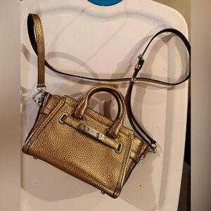 Coach Metallic Gold Mini Swagger Crossbody Bag